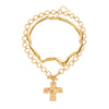 Hammered Cross Pendant Necklace Set