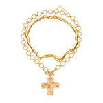 Hammered Cross Pendant Necklace Set