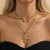 Hammered Cross Pendant Necklace Set