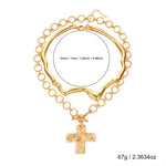 Hammered Cross Pendant Necklace Set