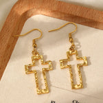 Hammered Cross Earrings